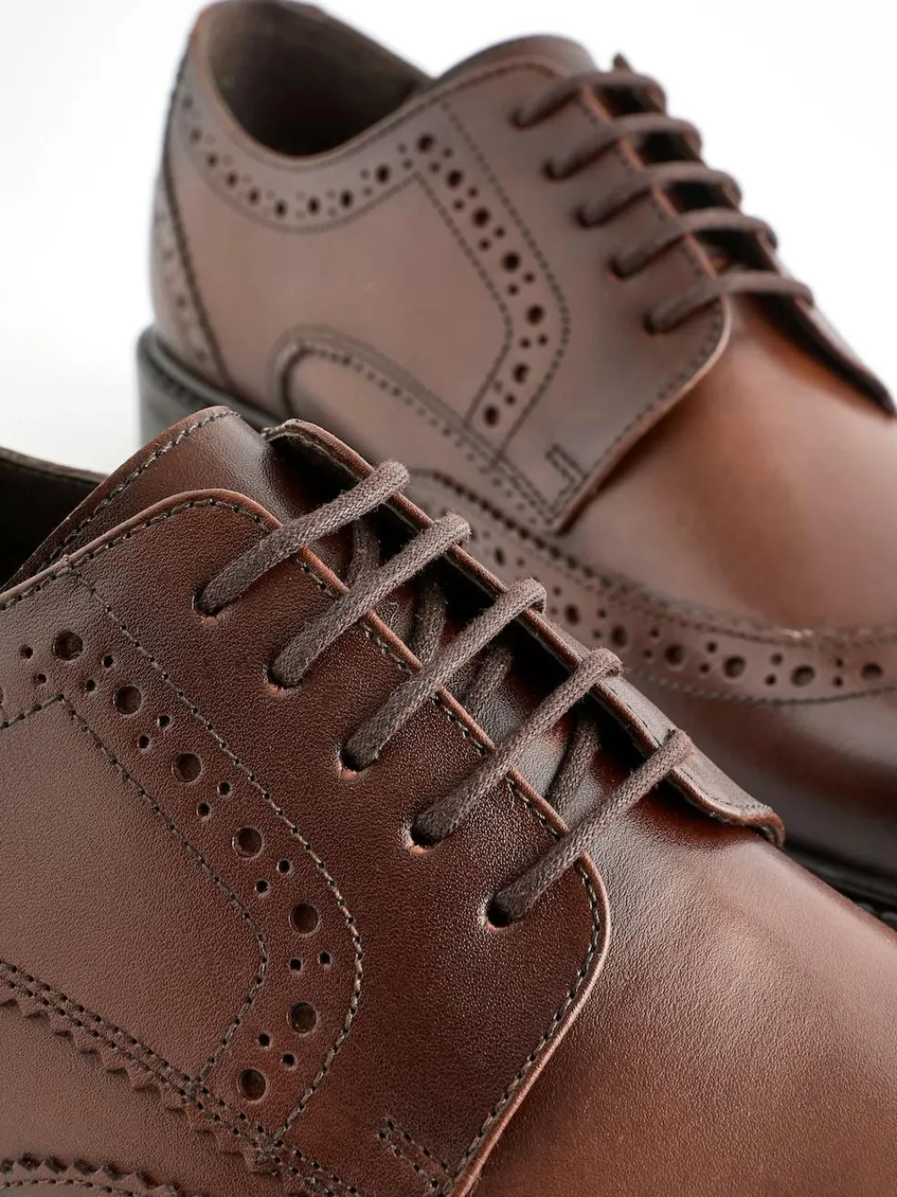 New Next Wide Fit Leather Derby Brogues Brown