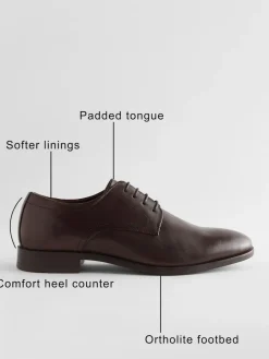 Next Wide Fit Leather Plain Derby Shoes^ Shoes
