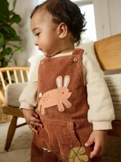 Next Brown Woodland Cord Dungarees and Bodysuit Set (0mths-2yrs)^BOY Dungarees