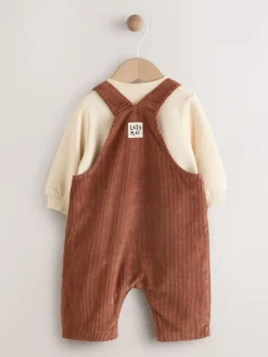 Next Brown Woodland Cord Dungarees and Bodysuit Set (0mths-2yrs)^BOY Dungarees