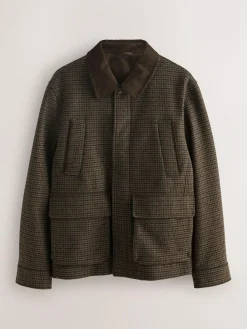 Next Brown Wool Blend Dogtooth Quilted Corduroy Collar Jacket^ Coats & Jackets|Coats & Jackets