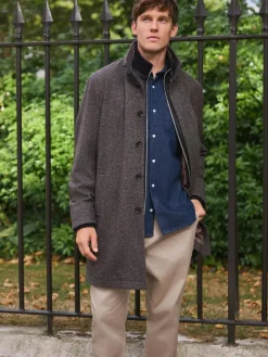 Discount Next Brown Wool Blend Funnel Coat with Mock Gilet