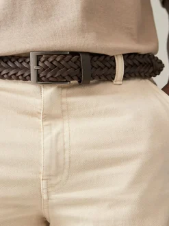 Clearance Next Woven Leather Belt Brown