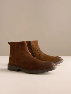 Best Next Brown Zip-Up Suede Chelsea Boots