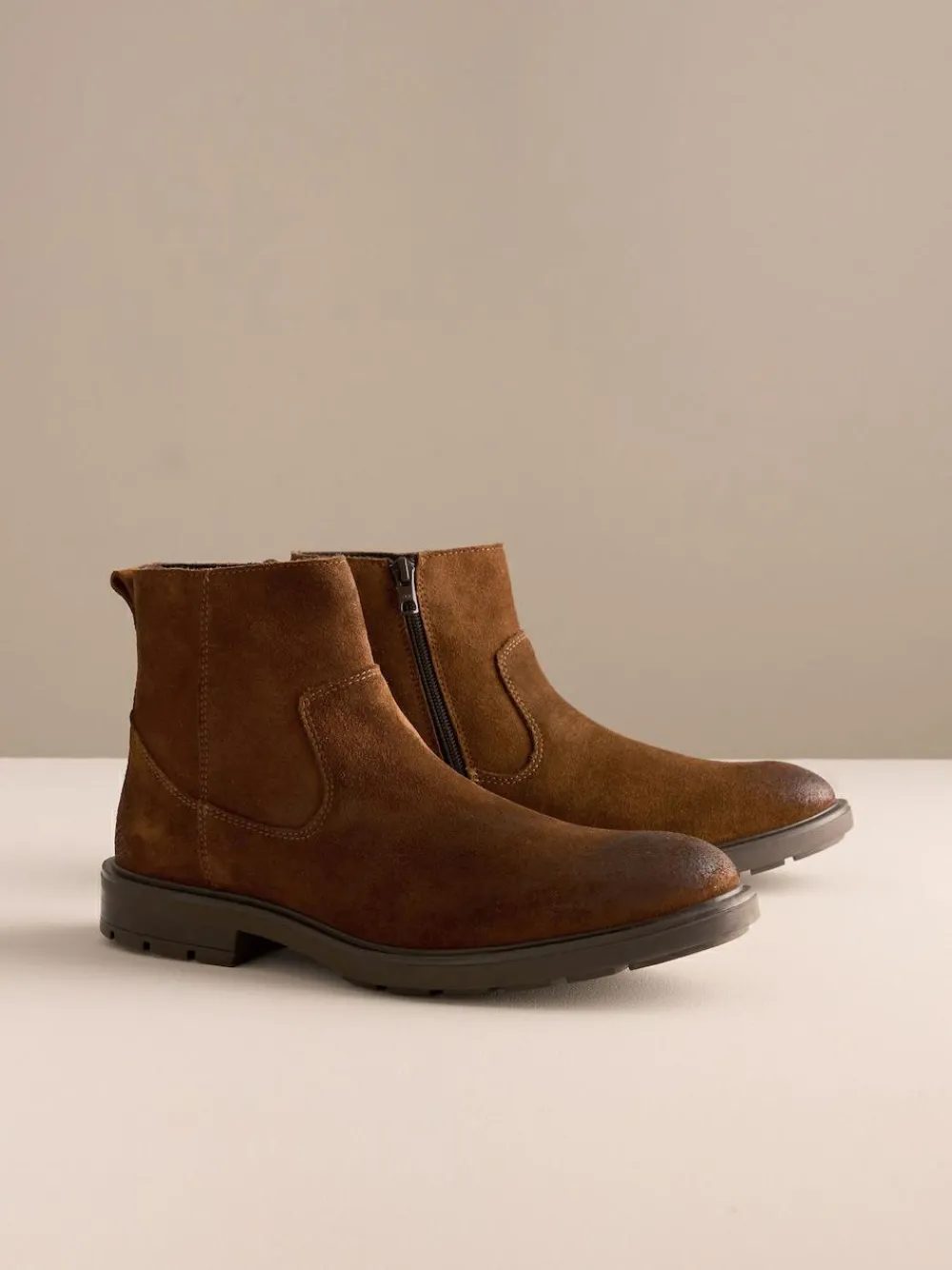 Best Next Brown Zip-Up Suede Chelsea Boots