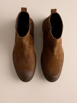 Best Next Brown Zip-Up Suede Chelsea Boots