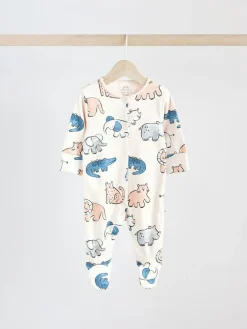 Next Brown/Blue Baby Sleepsuits 3 Pack (0mths-3yrs)^BOY Nightwear|Nightwear