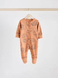 Next Brown/Blue Baby Sleepsuits 3 Pack (0mths-3yrs)^BOY Nightwear|Nightwear