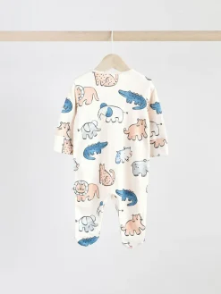 Next Brown/Blue Baby Sleepsuits 3 Pack (0mths-3yrs)^BOY Nightwear|Nightwear