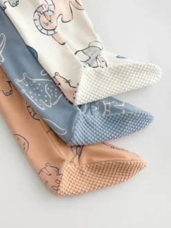 Next Brown/Blue Baby Sleepsuits 3 Pack (0mths-3yrs)^BOY Nightwear|Nightwear