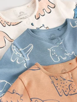 Next Brown/Blue Baby Sleepsuits 3 Pack (0mths-3yrs)^BOY Nightwear|Nightwear