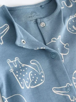 Next Brown/Blue Baby Sleepsuits 3 Pack (0mths-3yrs)^BOY Nightwear|Nightwear