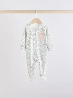 Clearance Next Brown/Cream 5 Pack Two Way Zip Baby Sleepsuits (0mths-2yrs)