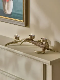 Next Brown/Gold Antler Candle Holder Tealight^ Candle Holders & Lanterns