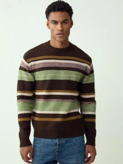 Next Regular Fit Cosy Stripe Crew Jumper with Wool^ Knitwear|Knitwear