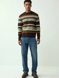 Next Regular Fit Cosy Stripe Crew Jumper with Wool^ Knitwear|Knitwear