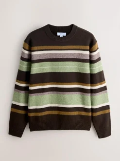 Next Regular Fit Cosy Stripe Crew Jumper with Wool^ Knitwear|Knitwear