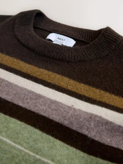 Next Regular Fit Cosy Stripe Crew Jumper with Wool^ Knitwear|Knitwear