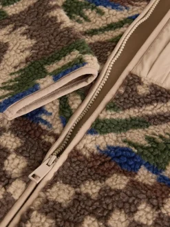 Next Zip Through Printed Fleece Brown/Tan Geometric