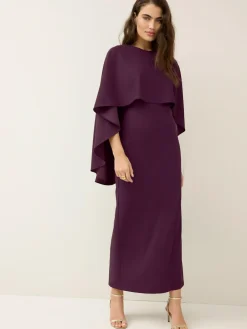 Next Burgundy Red Cape Maxi Dress^Women Occasion Dresses|Maxi Dresses