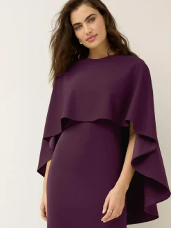 Next Burgundy Red Cape Maxi Dress^Women Occasion Dresses|Maxi Dresses