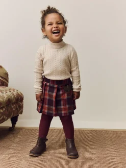 Clearance Next Burgundy Red Check Skort and Tights Set (3mths-7yrs)