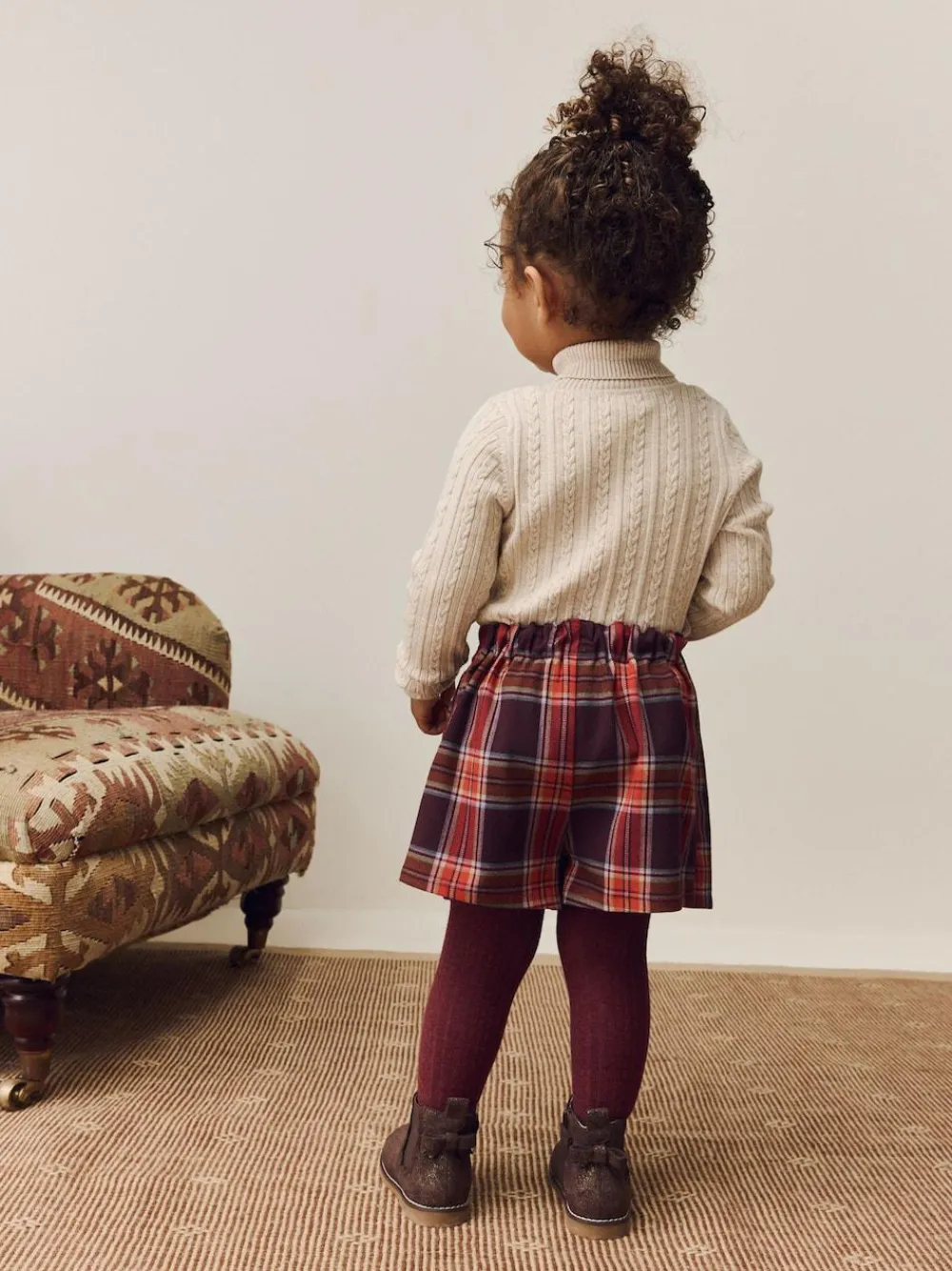 Clearance Next Burgundy Red Check Skort and Tights Set (3mths-7yrs)