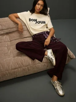 Next Cord Wide Leg Trousers With Scarf^Women Pants