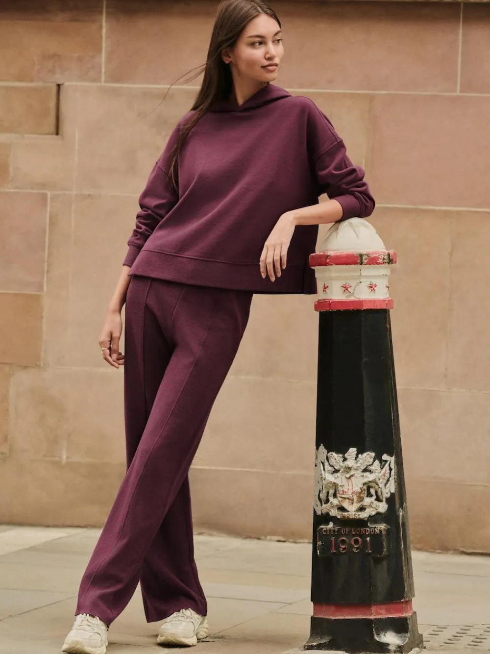 Next Burgundy Red Cosy Soft Touch Rib Overhead Hooded Jumper Sweatshirt^Women Knitwear|Knitwear