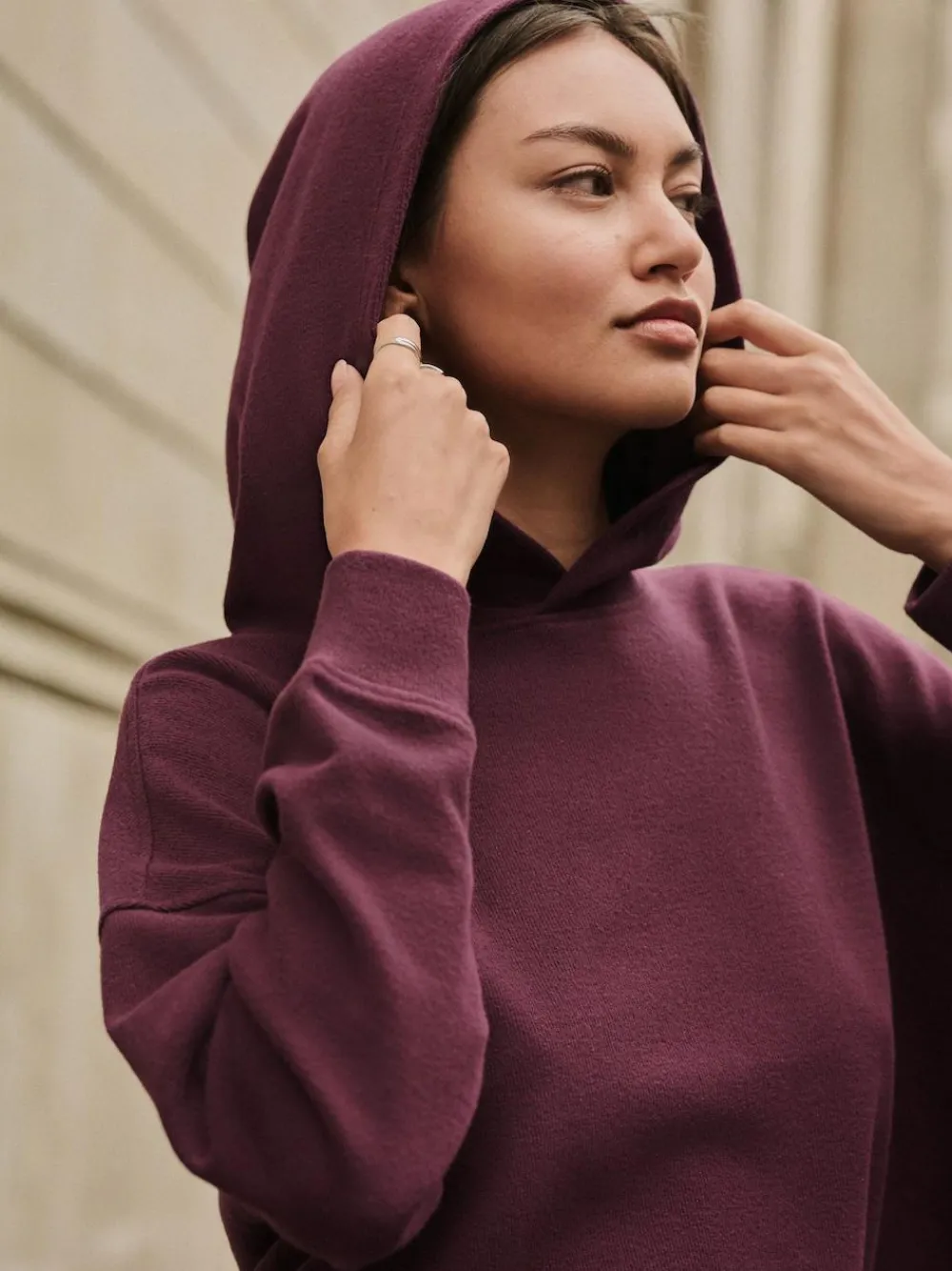 Next Burgundy Red Cosy Soft Touch Rib Overhead Hooded Jumper Sweatshirt^Women Knitwear|Knitwear