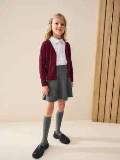 Sale Next Burgundy Red Cotton Rich School V-Neck Cardigan (3-16yrs)