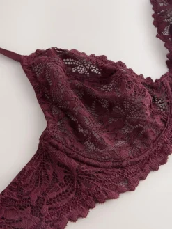 New Next Burgundy Red DD+ Non Pad Plunge Lace Ultimate Comfort Bra