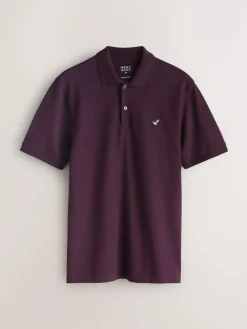 Clearance Next Short Sleeve Pique Polo Shirt Burgundy Red Duck