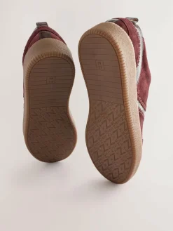 Next Burgundy Red Forever Comfort® Leather Chunky Sole Lace-Up Trainers^Women Sneakers