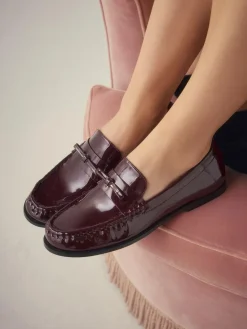 Next Forever Comfort® Bow Detail Ruched Toe Loafers^Women Flats