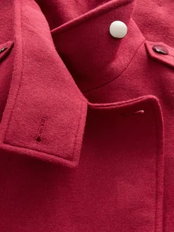 Online Next Formal Funnel Neck Coat Burgundy Red