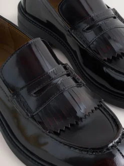 Next Burgundy Red Fringe Penny Loafers^ Shoes