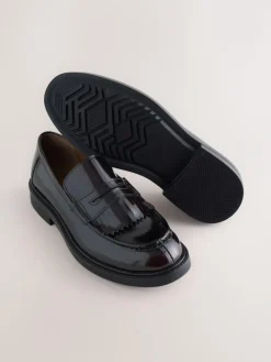 Next Burgundy Red Fringe Penny Loafers^ Shoes