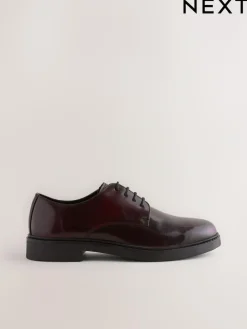 Online Next Hi-Shine Leather Derby Shoes Burgundy Red