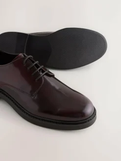 Online Next Hi-Shine Leather Derby Shoes Burgundy Red