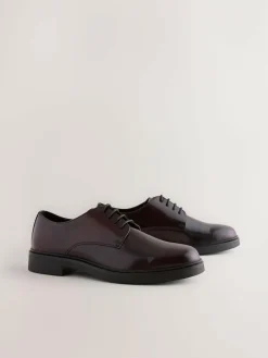 Online Next Hi-Shine Leather Derby Shoes Burgundy Red