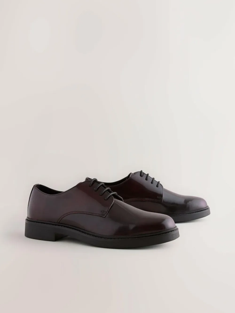 Online Next Hi-Shine Leather Derby Shoes Burgundy Red