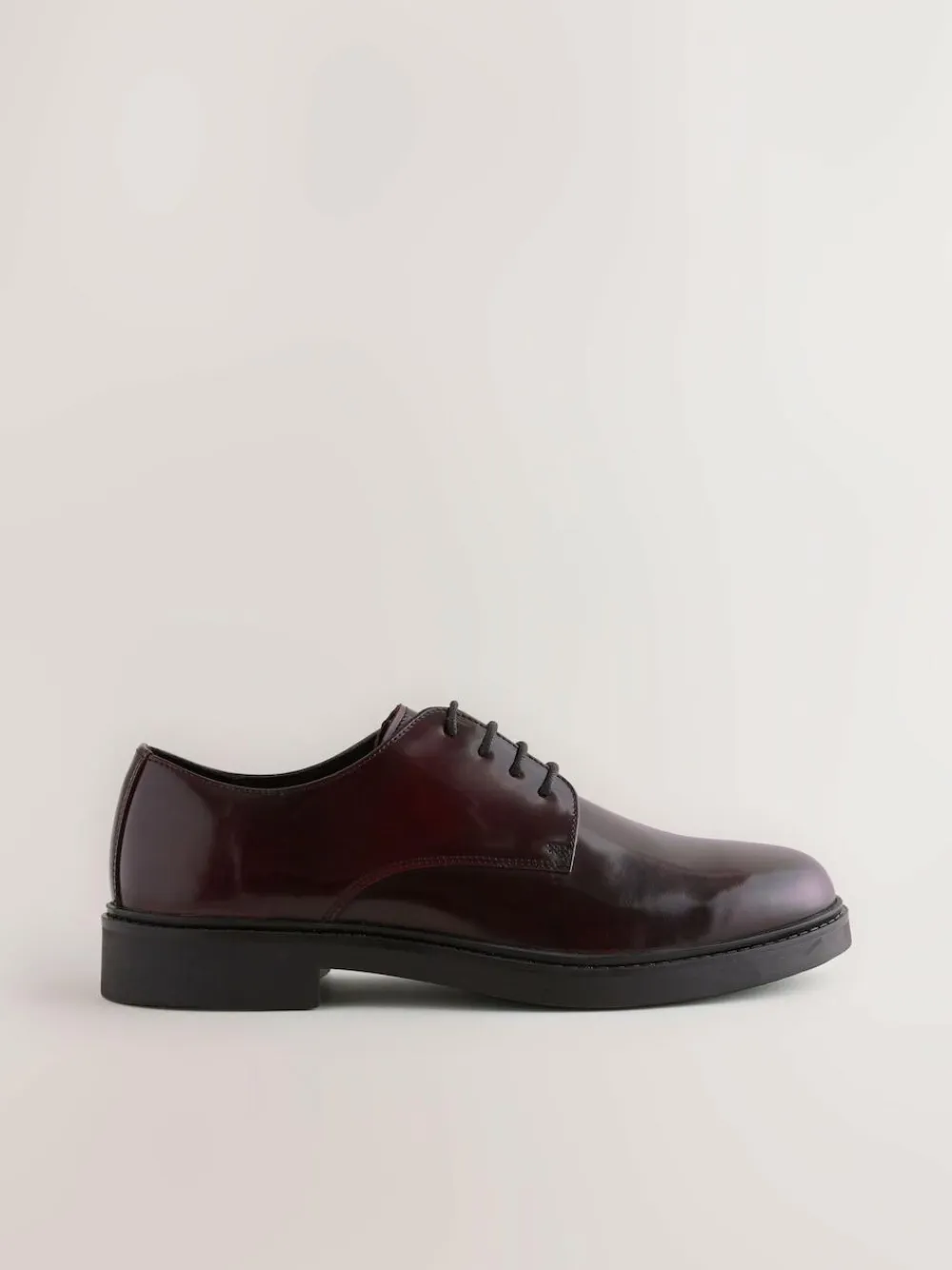 Online Next Hi-Shine Leather Derby Shoes Burgundy Red