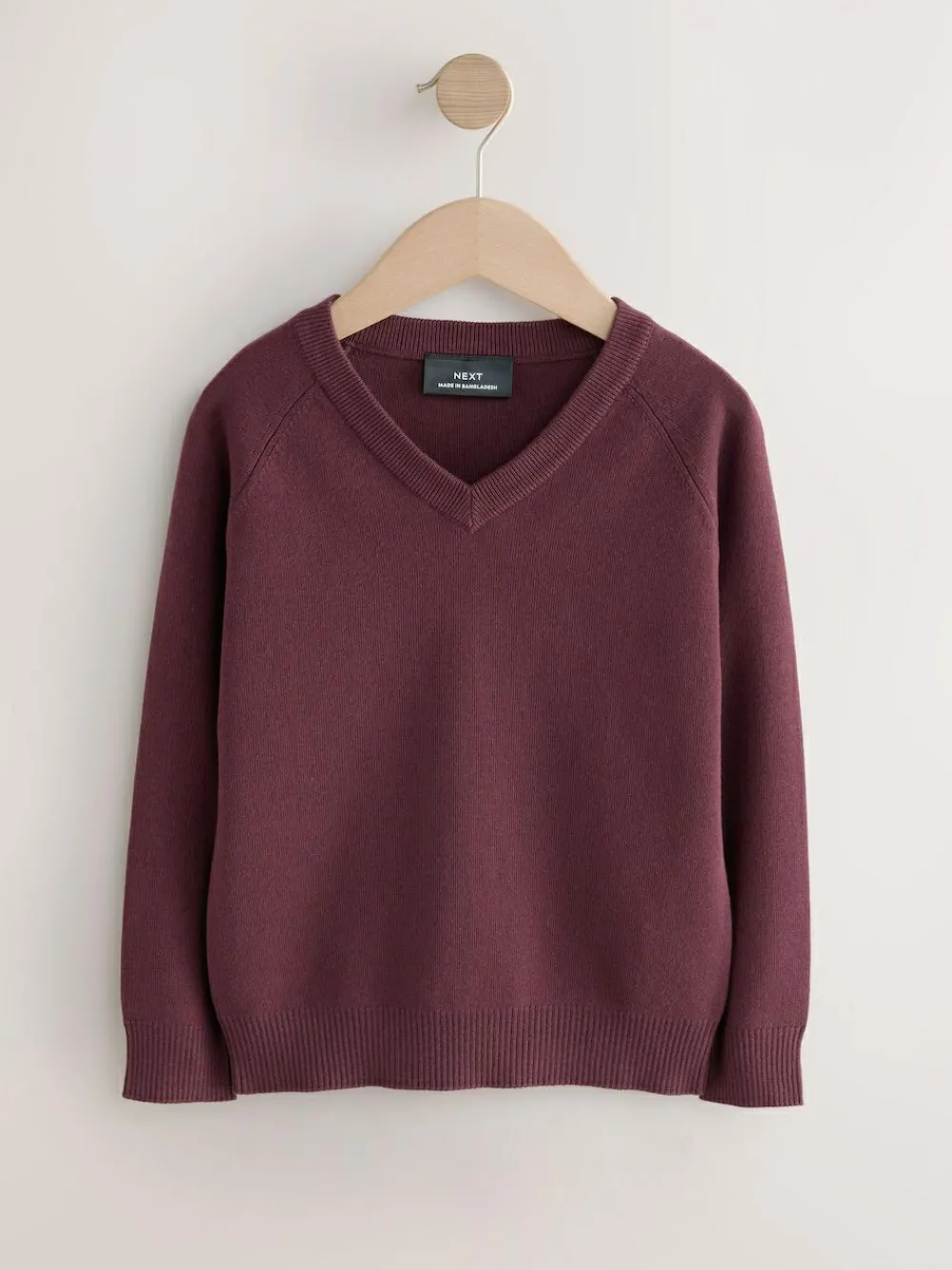 Next Burgundy Red Knitted V-Neck School Jumper (3-16yrs)^BOY Knitwear & Sweaters|Knitwear