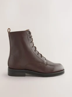 Hot Next Forever Comfort® Lace-Up Ankle Boots Burgundy Red Leather