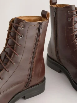 Hot Next Forever Comfort® Lace-Up Ankle Boots Burgundy Red Leather