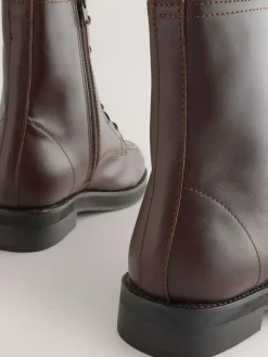 Hot Next Forever Comfort® Lace-Up Ankle Boots Burgundy Red Leather