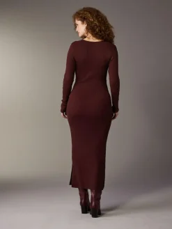 Online Next Maternity Knitted Keyhole Dress Burgundy Red