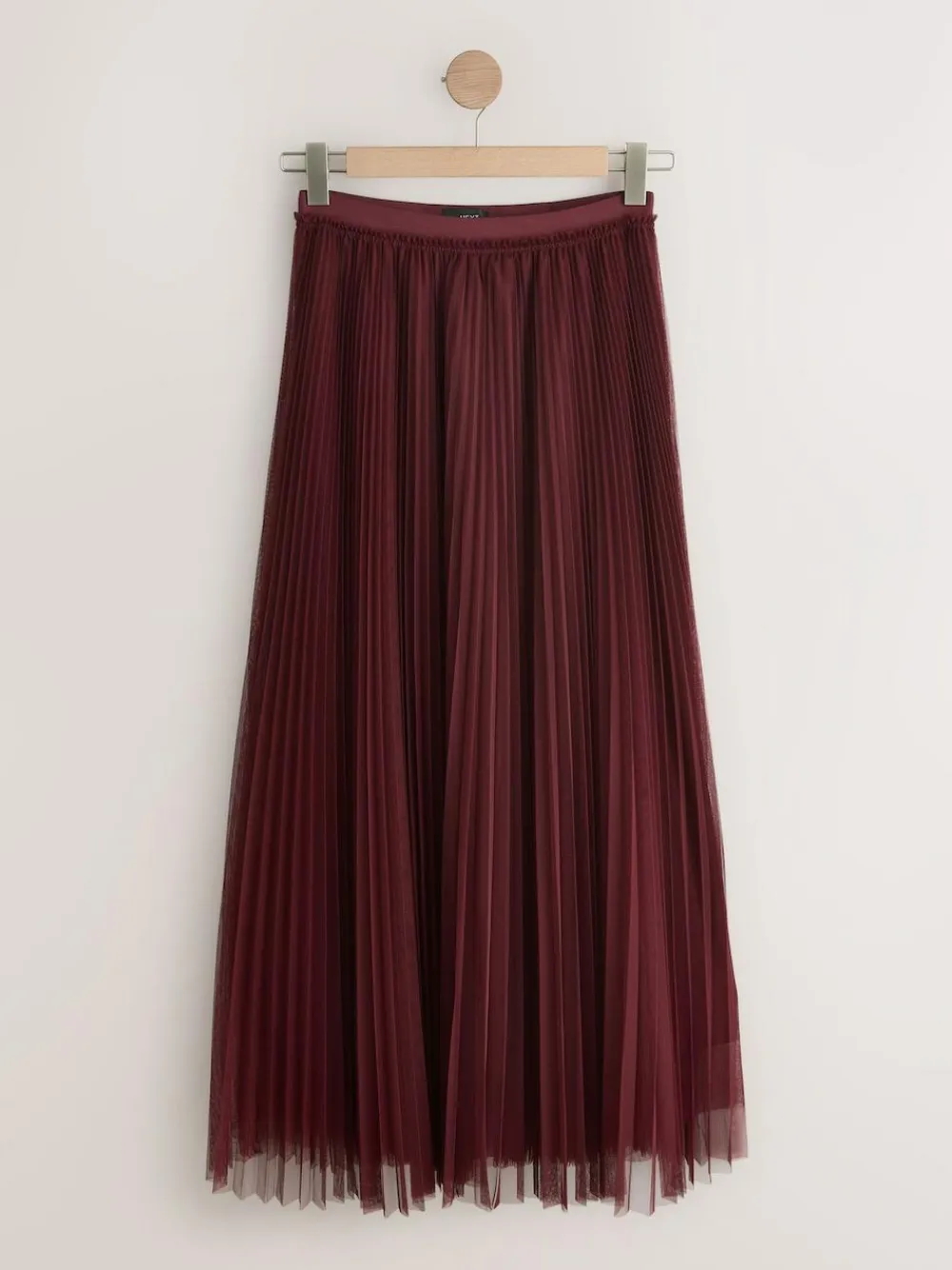 New Next Mesh Pleated Maxi Skirt Burgundy Red