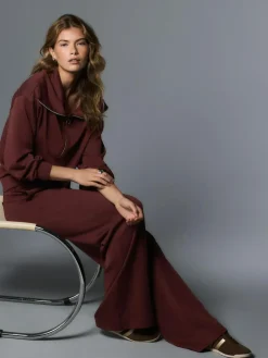 Outlet Next Premium Wide Leg Jersey Joggers Burgundy Red